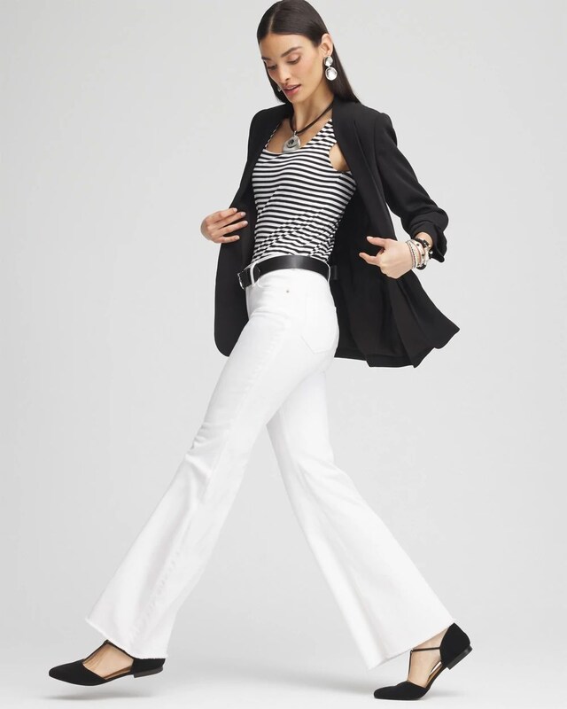 Girlfriend No Stain Frayed Flared Jeans - image 2